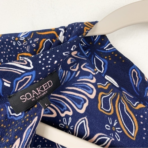 Soaked in Luxury Tropical Floral Mock Neck Top Sz L - Picture 5 of 7